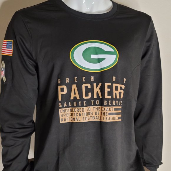 NWT Green Bay Packers NFL Salute To Service Long Sleeve Mens Black Shirt Size L - Picture 2 of 12